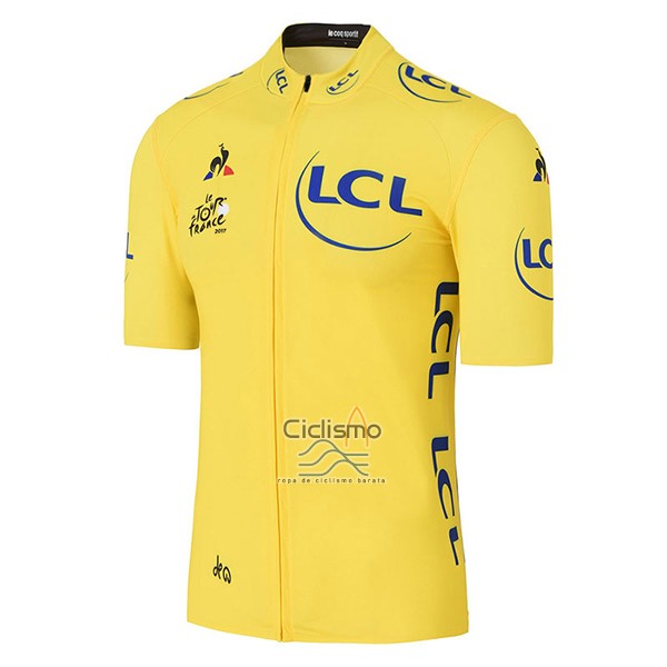 Tour DE Francia Ropa Ciclismo Culotte Corto 2017 Hombre Mangas Cortas AMarillo